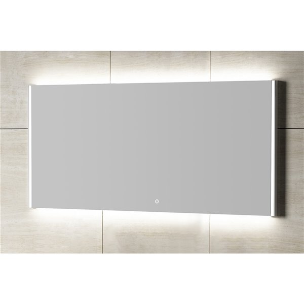 Miroir mural DEL sans cadre pour salle de bain de la collection Isla de GEF, 60 po