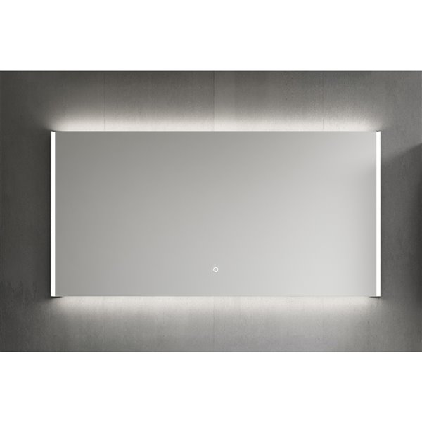 Miroir mural DEL sans cadre pour salle de bain de la collection Isla de GEF, 60 po