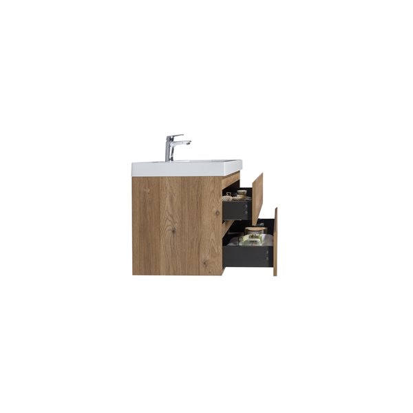 GEF Almere 36-in Rough Oak Single Sink Bathroom Vanity with White Acrylic Top