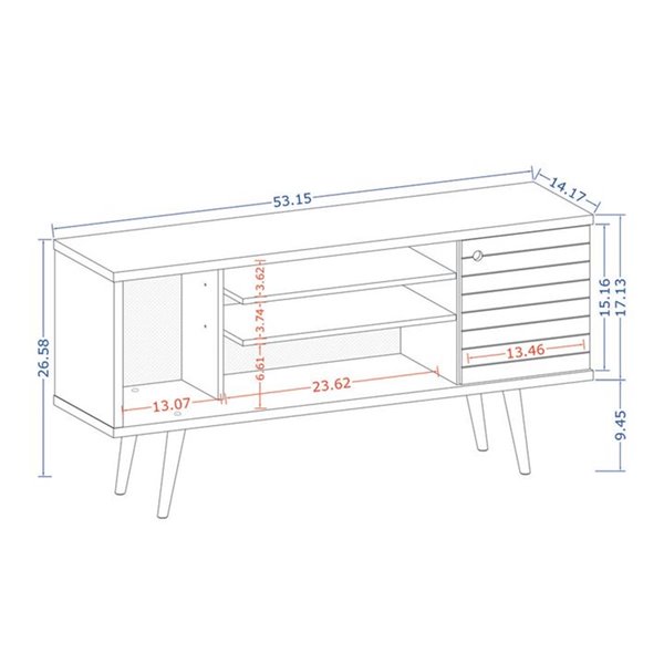 Manhattan Comfort Liberty TV Stand with 5 Shelves and 1 Door - 53.14-in x 26.57-in - Rustic Brown/3D Brown Prints