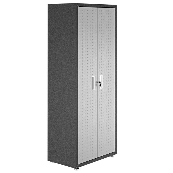 Manhattan Comfort Fortress Tall Garage Cabinet with 4 Shelves - Metal - 30.3-in x 74.8-in - Grey