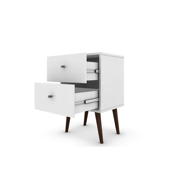 Manhattan Comfort Liberty Nightstand 1 0 In White And 3d Brown Prints The Home Depot Canada