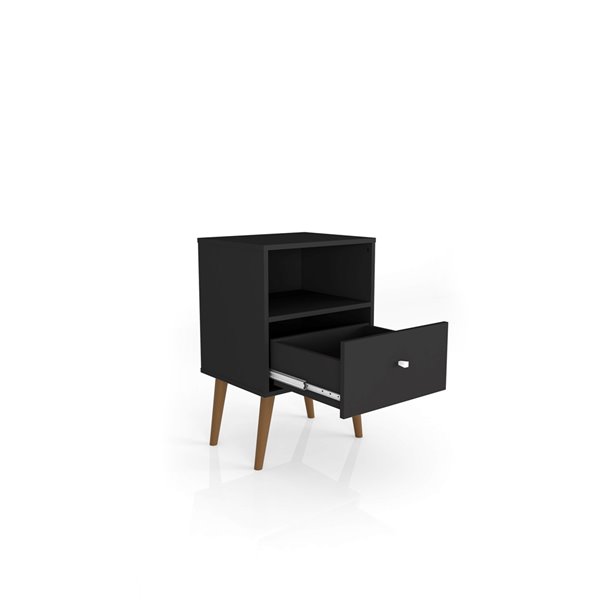 Manhattan Comfort Liberty Nightstand 1.0 with Cubby - 17.72-in x 27.09-in - Black