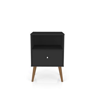 Manhattan Comfort Liberty Nightstand 1.0 with Cubby - 17.72-in x 27.09-in - Black