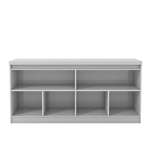 Manhattan Comfort Viennese 6-Shelf Buffet Cabinet with Mirrors - 62.99-in x 28.14-in - Gloss White