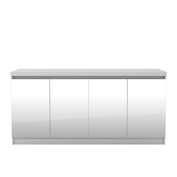 Manhattan Comfort Viennese 6-Shelf Buffet Cabinet with Mirrors - 62.99-in x 28.14-in - Gloss White