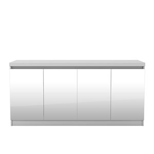 Manhattan Comfort Viennese 6-Shelf Buffet Cabinet with Mirrors - 62.99-in x 28.14-in - Gloss White