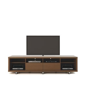 Manhattan Comfort Cabrini TV Stand 2.2 with 6 Shelves - 85.43-in x 20.86-in - Nut Brown