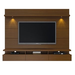 Manhattan Comfort Cabrini 2.2 Floating Theater Entertainment Centre  - 85.62-in x 67.24-in - Nut Brown