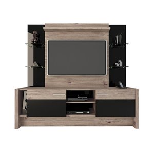 Manhattan Comfort Morning Side Theater Entertainment Centre - 74.2-in x 70.8-in - Nature/Black