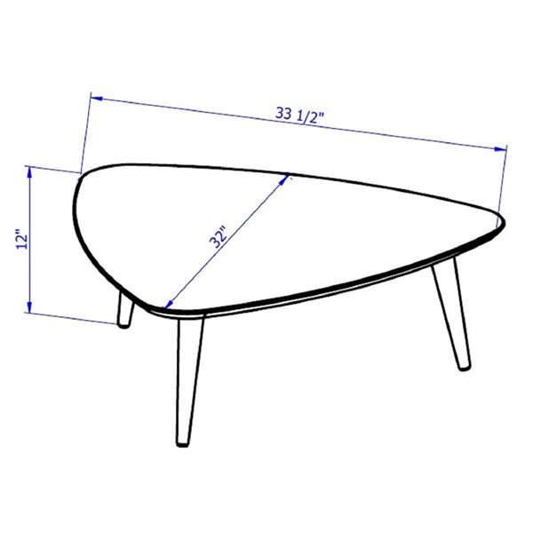 Manhattan Comfort Utopia Low Triangular End Table - 33.46-in x 11.81-in - Off White