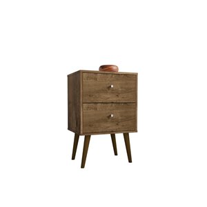 Manhattan Comfort Liberty Nightstand 2.0 with 2 Drawers - 17.72-in x 27.09-in - Rustic Brown