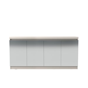 Manhattan Comfort Viennese 6-Shelf Buffet Cabinet with Mirrors - 62.99-in x 28.14-in - Off White
