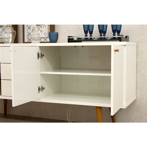 Manhattan Comfort Utopia 4-Bottle Wine Rack Sideboard/Buffet Stand - 63.38-in x 30.31-in - Gloss White/Maple Cream