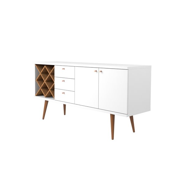 Manhattan Comfort Utopia 4-Bottle Wine Rack Sideboard/Buffet Stand - 63.38-in x 30.31-in - Gloss White/Maple Cream