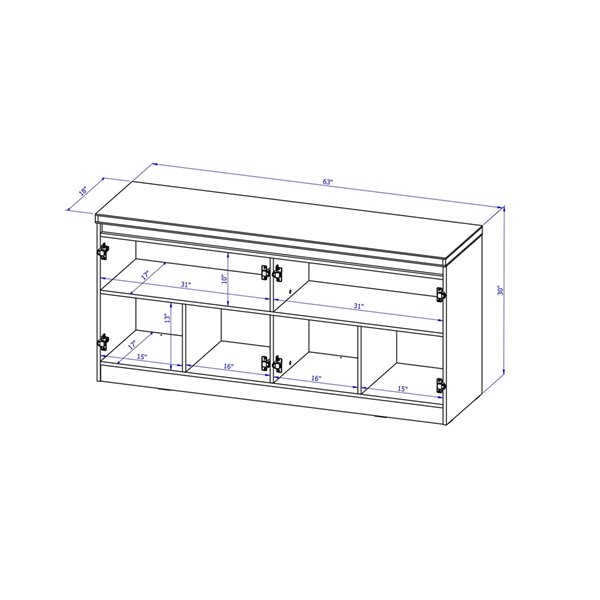 Manhattan Comfort Viennese 6-Shelf Buffet Cabinet - 62.99-in x 28.14-in - Off White