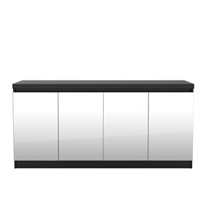 Manhattan Comfort Viennese 6-Shelf Buffet Cabinet with Mirrors - 62.99-in x 28.14-in - Matte Black