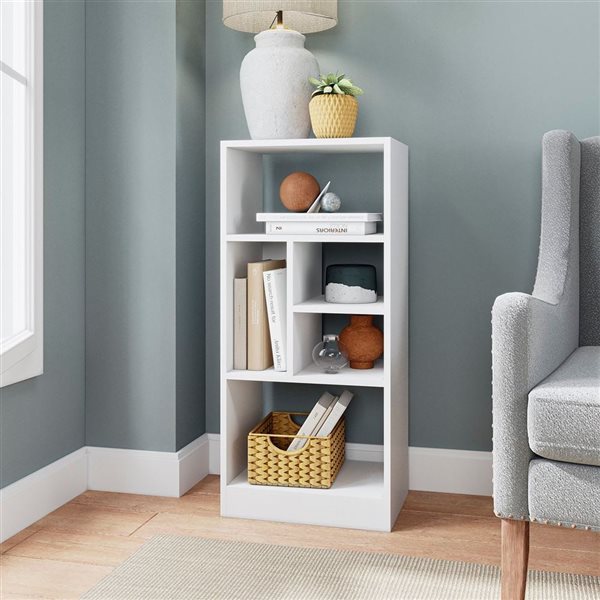 Manhattan Comfort Valenca Bookcase 2.0 with 5 Shelves - 16.14-in x 35.43-in - White
