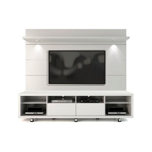 Manhattan Comfort Cabrini TV Stand and Floating Wall TV Panel 2.2 with LED Lights  - 85.8-in x 73-in - Gloss White