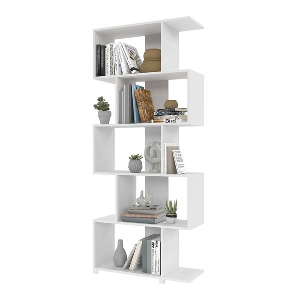 Manhattan Comfort Petrolina Z-Shelf with 5 Shelves - 30.91-in x 72.44-in - White