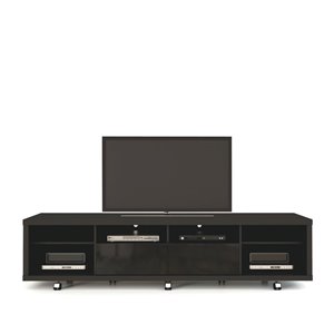 Manhattan Comfort Cabrini TV Stand 2.2 with 6 Shelves - 85.43-in x 20.86-in - Gloss/Matte Black