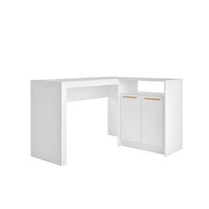 Manhattan Comfort Kalmar L-Shaped Office Desk with Cabinet - 48.43-in x 29.92-in - White