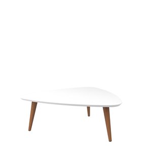 Manhattan Comfort Utopia Triangular Coffee Table with Splayed Legs - 33.46-in x 11.81-in - Gloss White