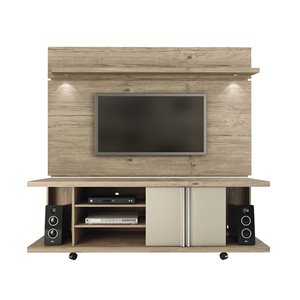 Manhattan Comfort Carnegie TV Stand and Park 1.8 Floating TV Panel - 71-in x 73-in - Nature/Nude