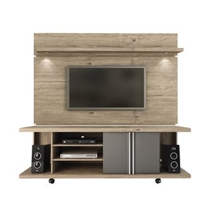 Manhattan Comfort Carnegie TV Stand and Park 1.8 Floating TV Panel - 71-in x 73-in - Nature/Onyx