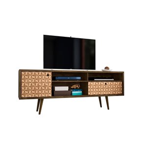 Manhattan Comfort Liberty TV Stand with Shelves and Drawer - 70.86-in x 26.57-in - Rustic Brown/3D Prints