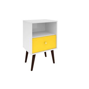 Manhattan Comfort Liberty Nightstand 1.0 with Cubby - 17.72-in x 27.09-in - White/Yellow