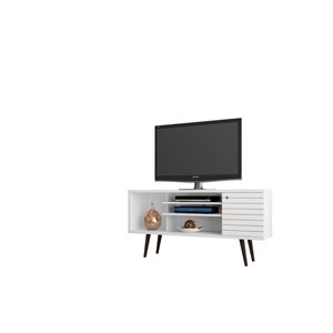 Manhattan Comfort Liberty TV Stand with 5 Shelves and 1 Door - 53.14-in x 26.57-in - White
