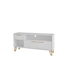 Manhattan Comfort Doris TV Stand with 1 Drawer - 53.14-in x 24.6-in - White/Wood