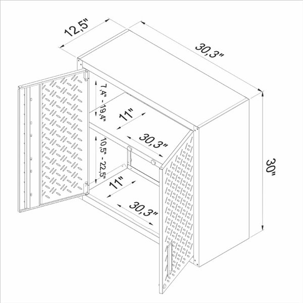 Manhattan Comfort Fortress Floating Garage Cabinet - 30-in x 30.3-in - Grey