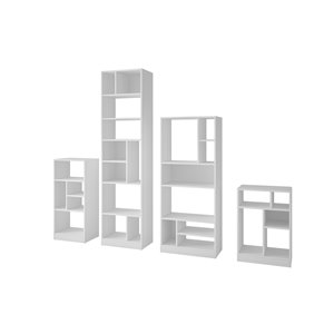 Manhattan Comfort Valenca 4-Piece Bookcase Set - 75.78-in x 70.87-in - White
