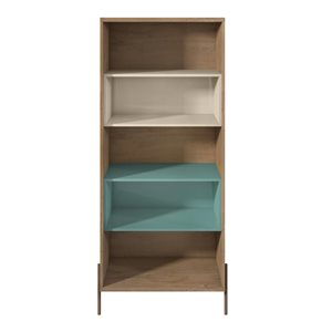 Manhattan Comfort Joy 5-Shelf Bookcase - 30.71-in x 70.28-in - Blue/Off White/Wood