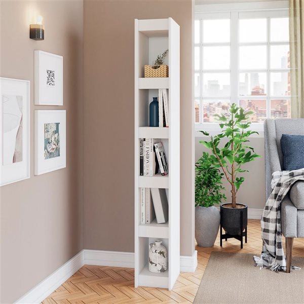 Manhattan Comfort Parana Bookcase 1.0 with 5 Shelves - 9.84-in x 71.65-in - White