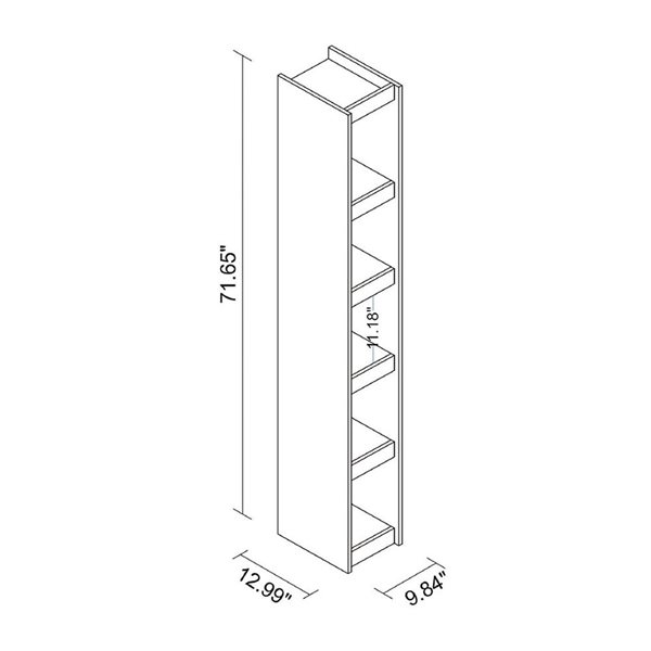 Manhattan Comfort Parana Bookcase 1.0 with 5 Shelves - 9.84-in x 71.65-in - White