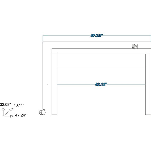 Manhattan Comfort Calabria Nested Desk with Swivel Feature - 47.24-in x 32.09-in - White