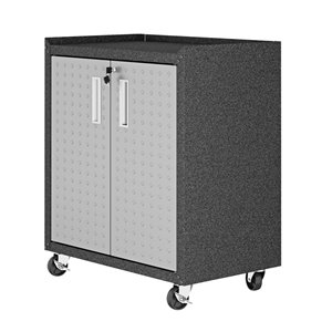 Manhattan Comfort Fortress Mobile Garage Cabinet with Shelves - Metal - 30.3-in x 31.5-in - Grey