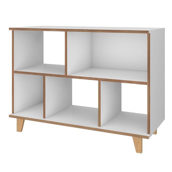 Manhattan Comfort Minetta Mid-Century Low Bookcase - 35.43-in x 25.78-in - White