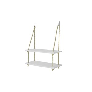 Manhattan Comfort Uptown 2.0 Swing Shelf with Rope - 17.52-in x 17.72-in - White