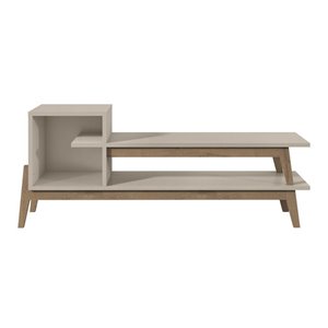 Manhattan Comfort Essence TV Stand with 2 Shelves - 73.82-in x 29.72-in - Off White/Wood