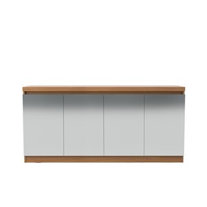 Manhattan Comfort Viennese 6-Shelf Buffet Cabinet with Mirrors - 62.99-in x 28.14-in - Maple Cream
