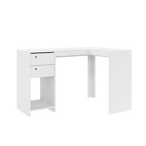 Manhattan Comfort Palermo Classic L-Desk with 2 Drawers and 1 Cubby - 50.39-in x 31.89-in - White