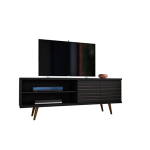 Manhattan Comfort Liberty TV Stand with 3 Shelves and 2 Doors - 62.99-in x 25.59-in - Black/Wood
