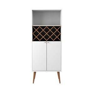 Manhattan Comfort Utopia 10-Bottle Wine Rack China Cabinet - 26.37-in x 65.74-in - Gloss White/Maple Cream