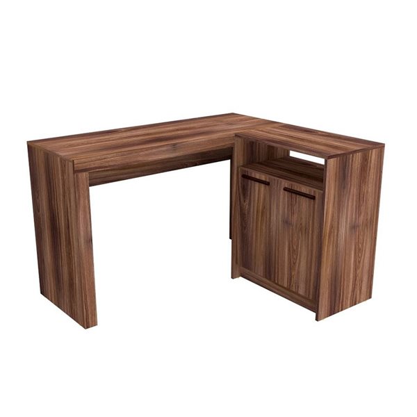 HOMCOM L Shaped Computer Desk with Storage Shelves Home Office Desk with  Drawers and Cabinets Coffee Brown