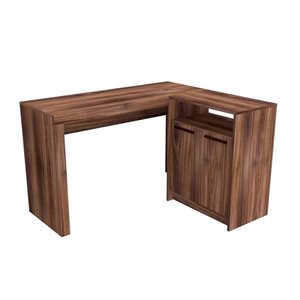 Manhattan Comfort Kalmar L-Shaped Office Desk with Cabinet - 48.43-in x 29.92-in - Dark Brown