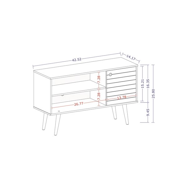 Manhattan Comfort Liberty TV Stand with 2 Shelves and 1 Door - 42.52-in x 25.8-in - White/Yellow